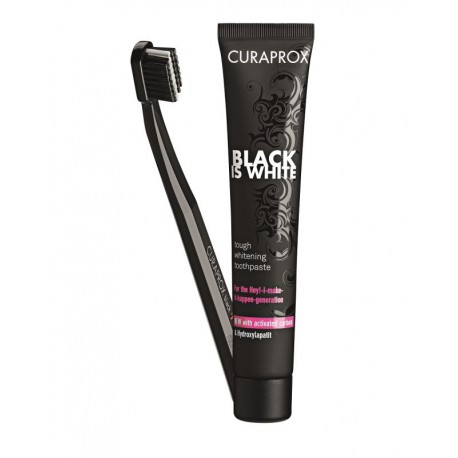 CURAPROX Black is White - Czarna szczoteczka i wybielająca pasta do zębów
