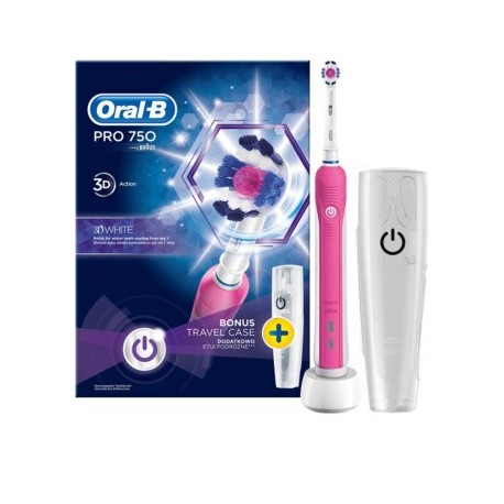 Braun Oral B PRO 750 Pink 3 D White- Różowa szczoteczka elektryczna - Edycja Limitowana